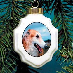 Borzoi Christmas Ornament Porcelain