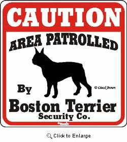 Boston Terrier Caution Sign