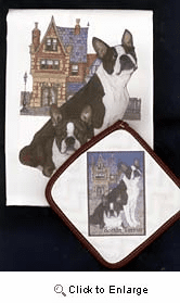 Boston Terrier Dish Towel & Potholder