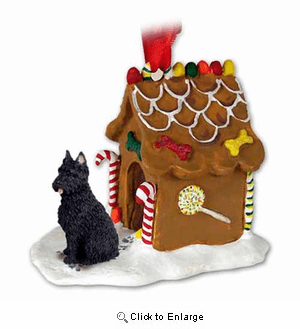Bouvier Des Flandres Gingerbread House Christmas Ornament