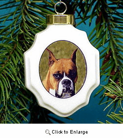 Boxer Christmas Ornament Porcelain