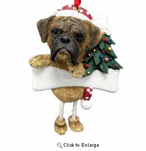 Boxer Christmas Tree Ornament - Personalize (Brindle Uncropped)