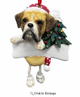 Boxer Christmas Tree Ornament - Personalize (Fawn Uncropped)