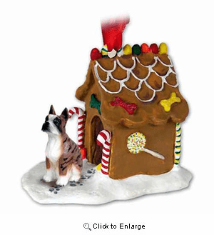 Boxer Gingerbread House Christmas Ornament Brindle