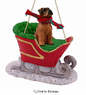 Boxer Sleigh Ride Christmas Ornament Tawny Uncropped