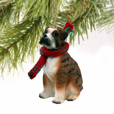 Boxer Tiny One Christmas Ornament Brindle Uncropped