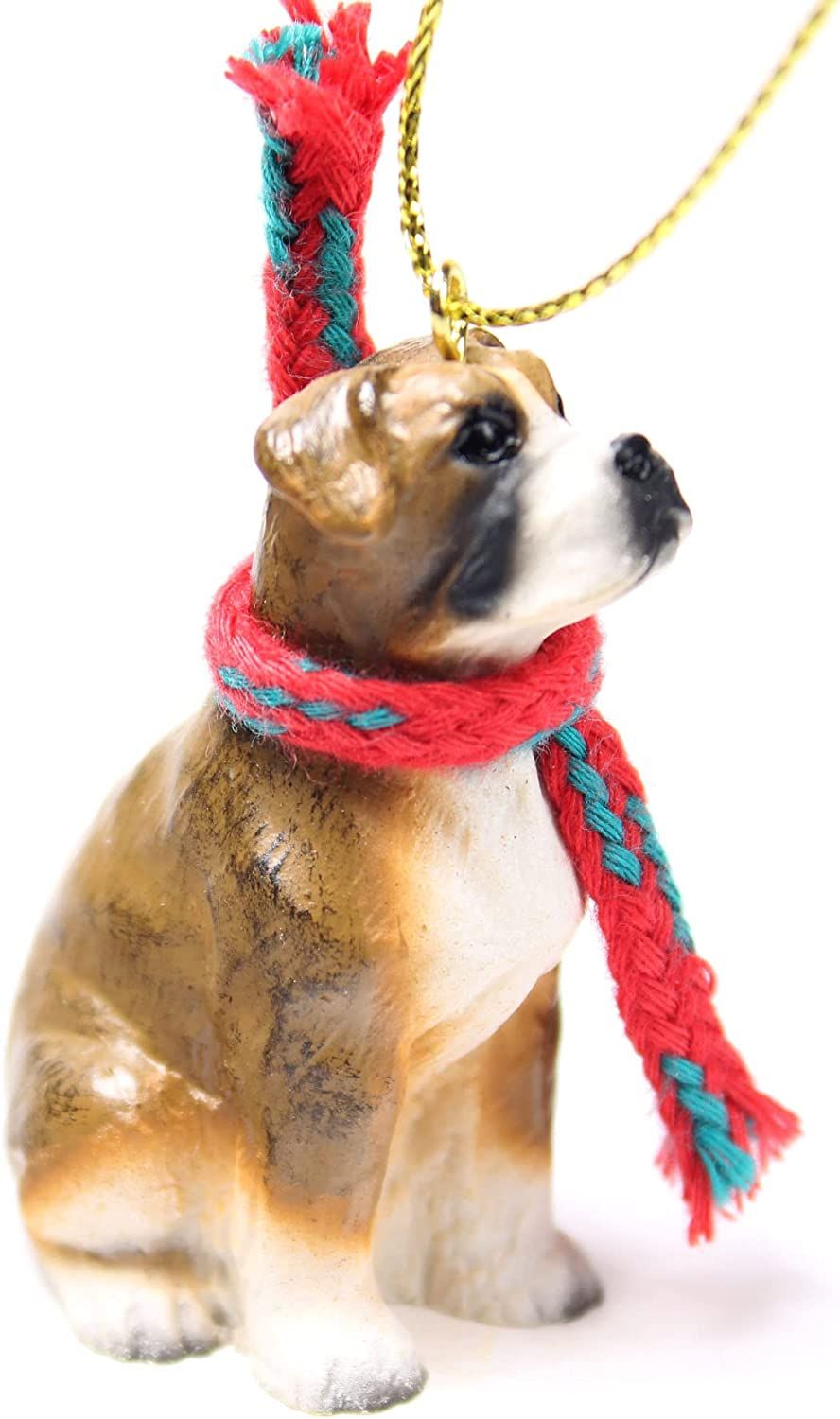 Boxer Tiny One Christmas Ornament Brindle Uncropped | Animalden.com
