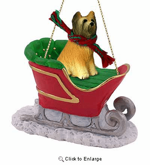Briard Sleigh Ride Christmas Ornament