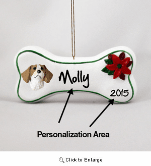 Brittany Personalized Dog Bone Christmas Ornament