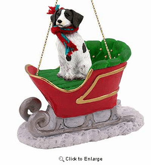 Brittany Sleigh Ride Christmas Ornament Liver-White