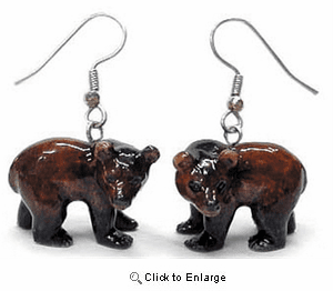 Brown Bear Porcelain Earring's