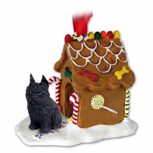 Brussels Griffon Gingerbread House Christmas Ornament Black