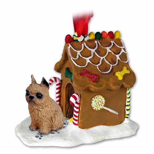 Brussels Griffon Gingerbread House Christmas Ornament Red