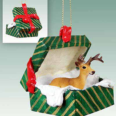 Buck Deer Gift Box Christmas Ornament