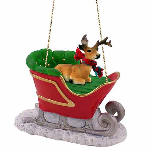 Buck Deer Sleigh Ride Christmas Ornament