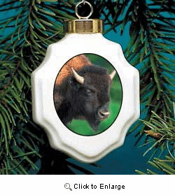 Buffalo Christmas Ornament Porcelain