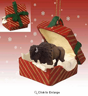 Buffalo Red Gift Box Christmas Ornament