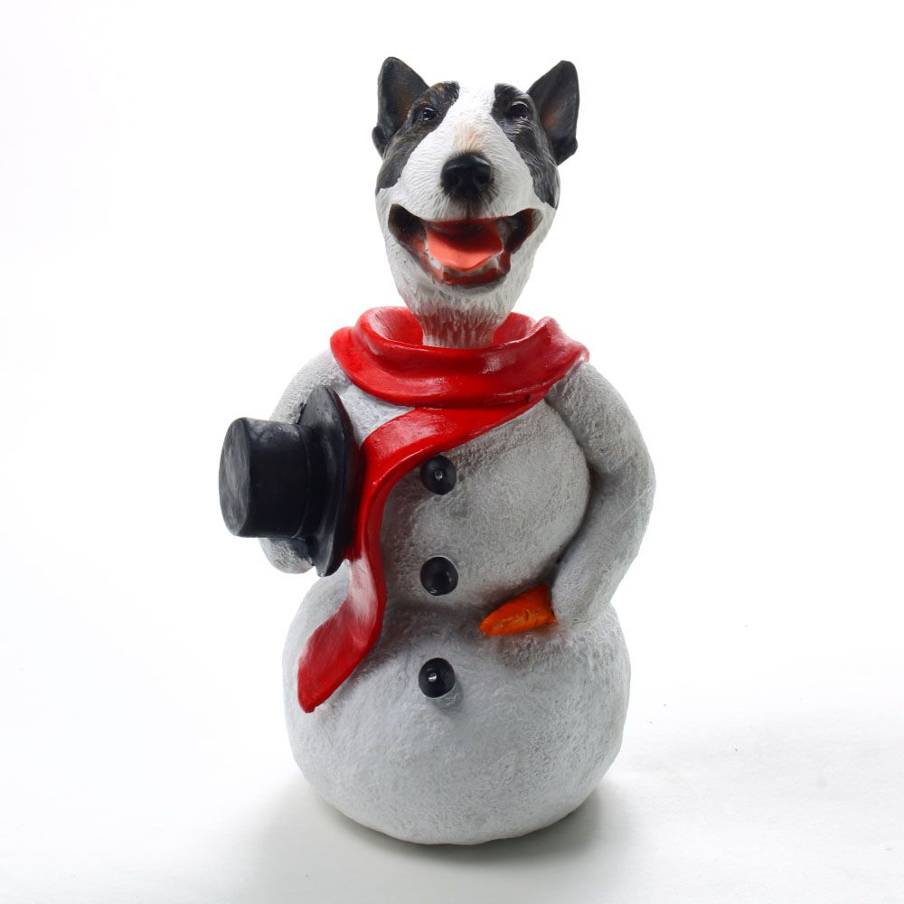 Bull Terrier Brindle Snowman Christmas Decoration