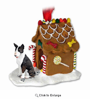 Bull Terrier Gingerbread House Christmas Ornament Brindle