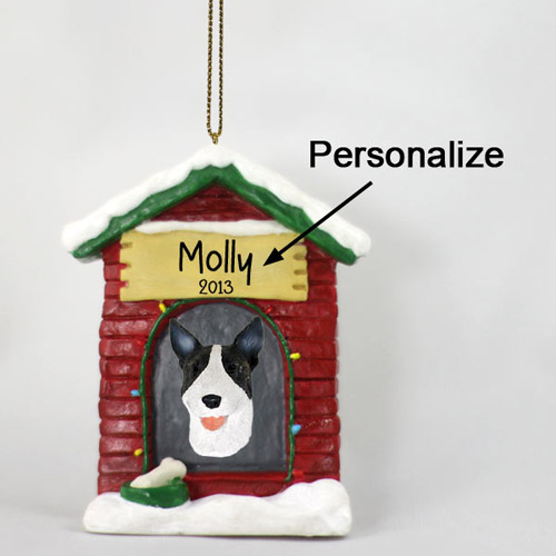 Bull Terrier Personalized Dog House Christmas Ornament Brindle