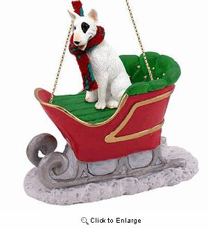 Bull Terrier Sleigh Ride Christmas Ornament