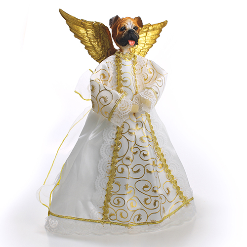 Bulldog Angel Christmas Tree Topper at