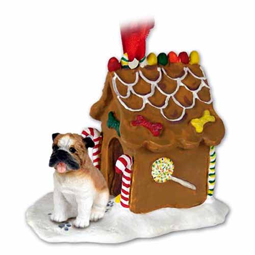 Bulldog Gingerbread House Christmas Ornament