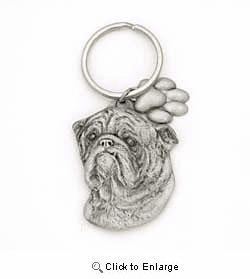 Bulldog Keychain Pewter