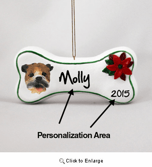 Bulldog Personalized Dog Bone Christmas Ornament