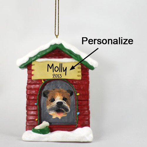 Bulldog Personalized Dog House Christmas Ornament