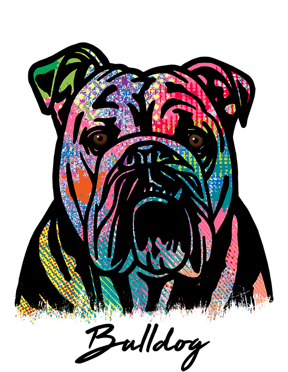 Bulldog T Shirt Colorful Abstract