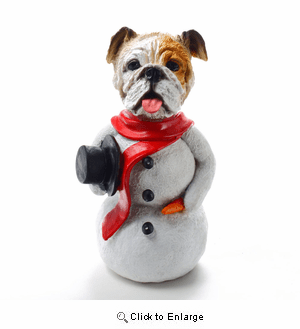 Bulldog White Snowman Christmas Decoration