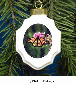 Butterfly Monarch Christmas Ornament Porcelain