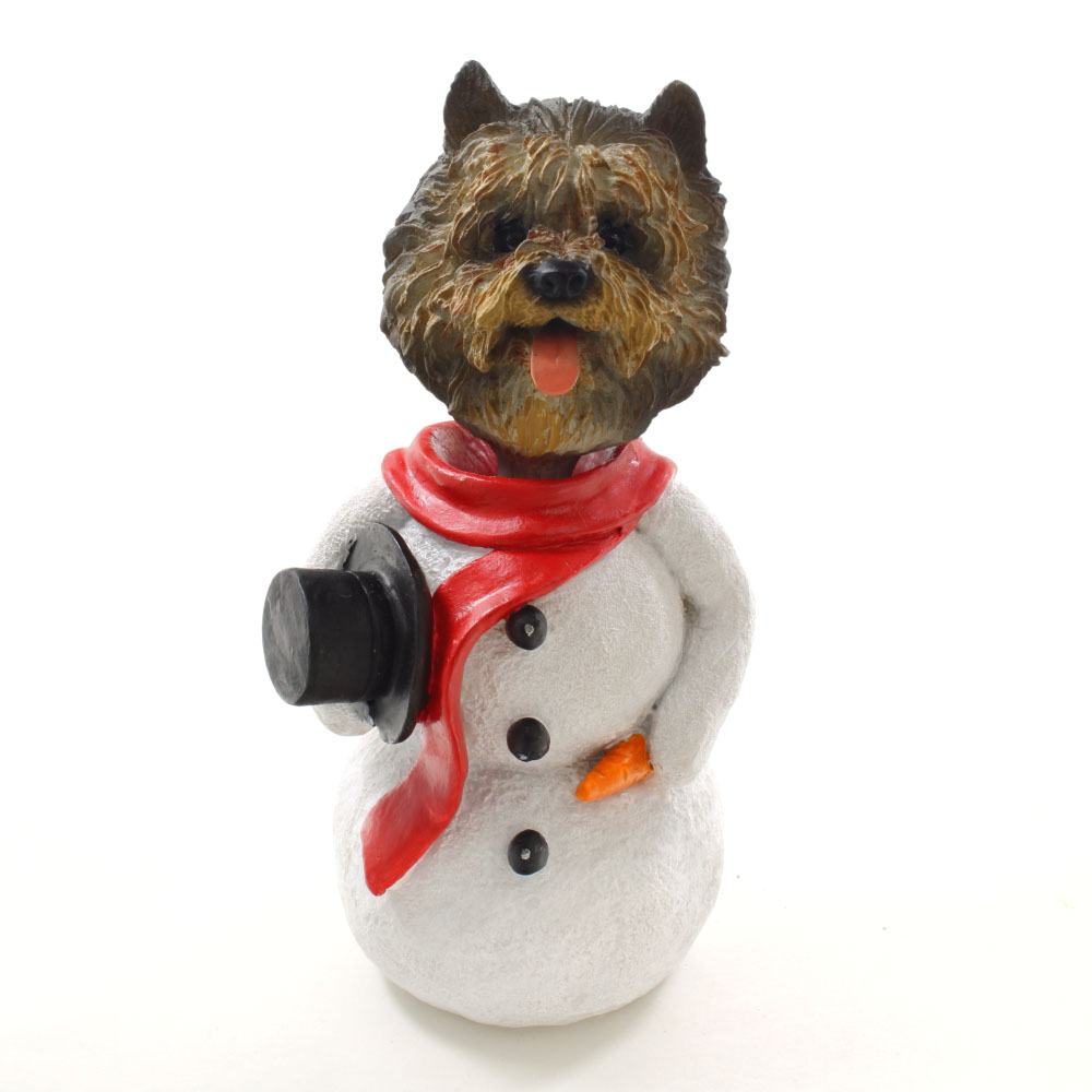 Cairn Terrier Brindle Snowman Christmas Decoration