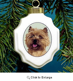 Cairn Terrier Christmas Ornament Porcelain