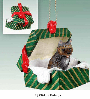 Cairn Terrier Gift Box Christmas Ornament Brindle