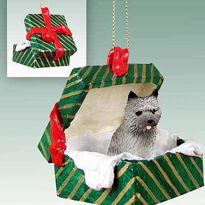 Cairn Terrier Gift Box Christmas Ornament Gray