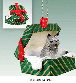 Cairn Terrier Gift Box Christmas Ornament Gray