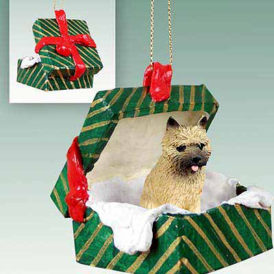 Cairn Terrier Gift Box Christmas Ornament Red