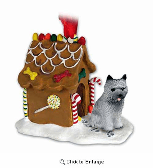 Cairn Terrier Gingerbread House Christmas Ornament Gray
