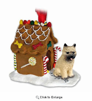 Cairn Terrier Gingerbread House Christmas Ornament Red
