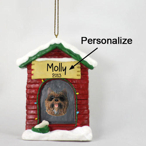 Cairn Terrier Personalized Dog House Christmas Ornament Brindle