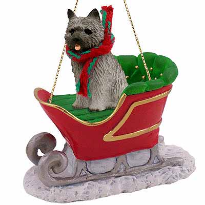 Cairn Terrier Sleigh Ride Christmas Ornament Gray