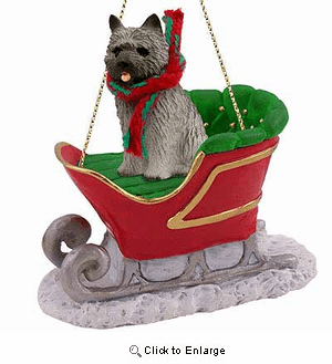 Cairn Terrier Sleigh Ride Christmas Ornament Gray
