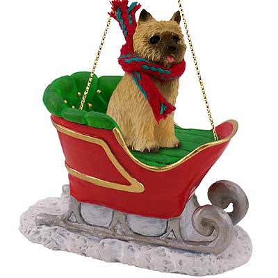 Cairn Terrier Sleigh Ride Christmas Ornament Red