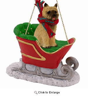 Cairn Terrier Sleigh Ride Christmas Ornament Red