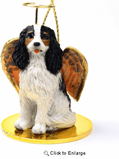 Cavalier King Charles Spaniel Angel Ornament Black-White