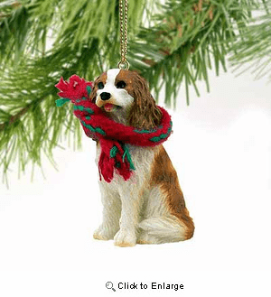 Cavalier King Charles Spaniel Tiny One Christmas Ornament Brown-White