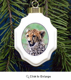 Cheetah Christmas Ornament Porcelain