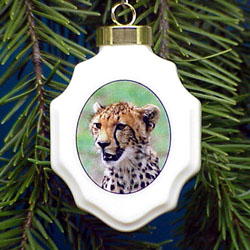 Cheetah Christmas Ornament Porcelain
